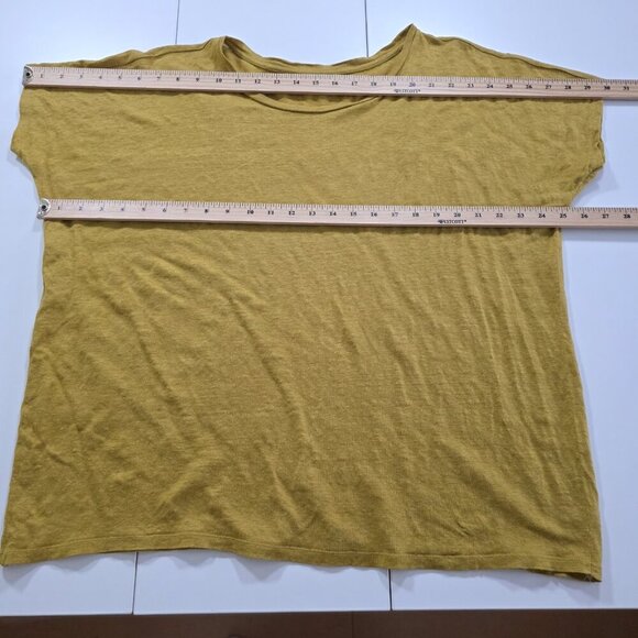Eileen Fisher Top Womens 3X Yellow Mustard Tunic SS Round Neck Office Lagenlook - Picture 4 of 12
